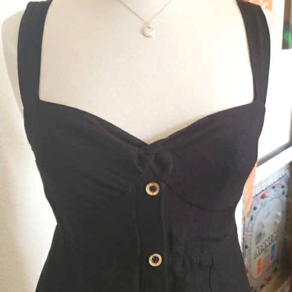 Anthropologie Maeve Twist Front Black Mini Dress Size Small Petite - Picture 3 of 16